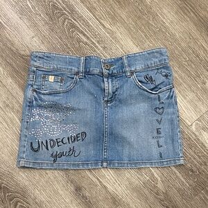 Z. Cavaricci y2k denim mini skirt sequin graphic graffiti small